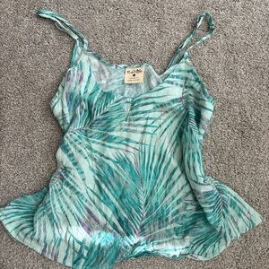 Salt Life Teal Palm-Print Spaghetti Strap Camisole